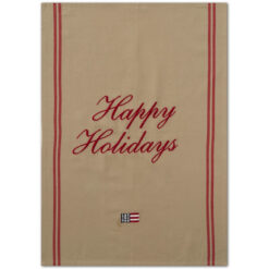 Kjøkkenhåndkle happy holidays embroidered beige & red fra Lexington
