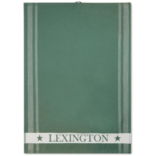 Logo kitchen towel green&white organic cotton terry fra Lexington
