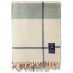 Checked recycled wool throw offwhite, green & violet fra Lexington