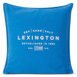 Pynteputetrekk 50x50 sea sand salt logo blue & white fra Lexington