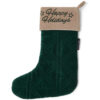 Julestrømpe happy holidays organic cotton velvet green fra Lexington