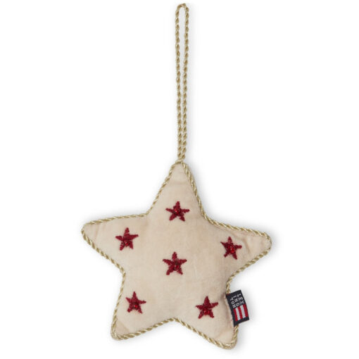 Juletrepynt Star organic cotton velvet white & red fra Lexington