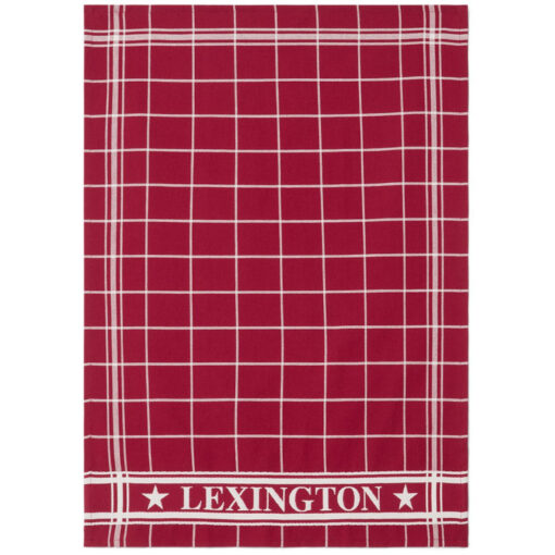 Kjøkkenhåndkle checked organic cotton 50x70 red,white fra Lexington