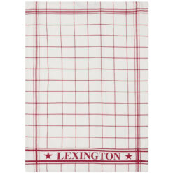 Kjøkkenhåndkle checked organic cotton 50x70 white,red fra Lexington