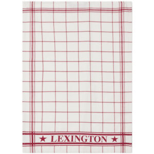 Kjøkkenhåndkle checked organic cotton 50x70 white,red fra Lexington