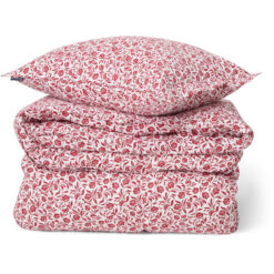 Sengesett Flower printed cotton sateen white,red fra Lexington