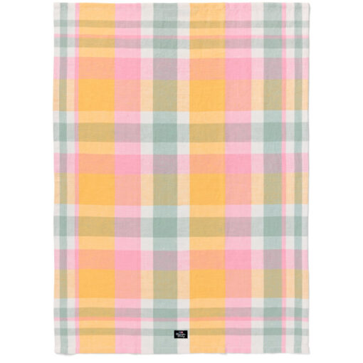 Kjøkkenhåndkle 50x70 checked linen, cotton yellow, green, pink fra Lexington