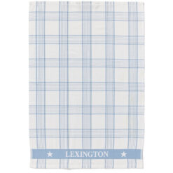 Kjøkkenhåndkle checked organic cotton terry white & blue fra Lexington