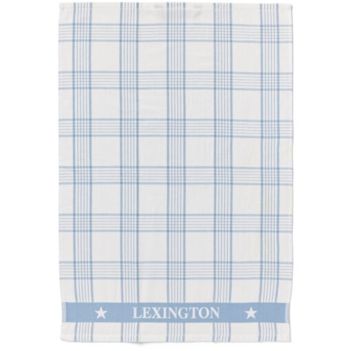 Kjøkkenhåndkle checked organic cotton terry white & blue fra Lexington