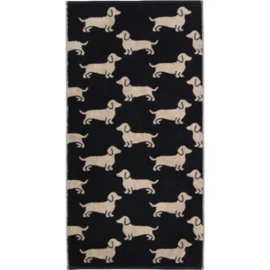 Håndkle we love dogs sort & beige 80x150