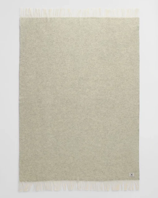Pledd 130x200 Herringbone Ull lys grå fra Gant - Bilde 2
