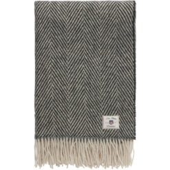 Ullpledd herringbone sort fra Gant