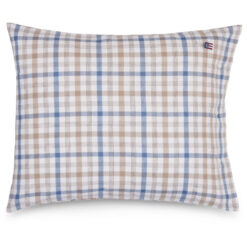 Putetrekk 50x70 Checked cotton flanell - Misty blue, beige & white fra Lexington