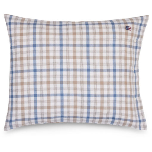 Putetrekk 50x70 Checked cotton flanell - Misty blue, beige & white fra Lexington