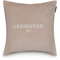 Putetrekk 50x50 Logo organic cotton velvet - Beige/white fra Lexington