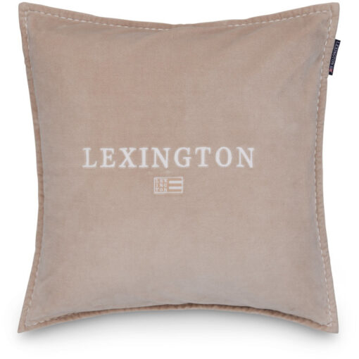 Putetrekk 50x50 Logo organic cotton velvet - Beige/white fra Lexington