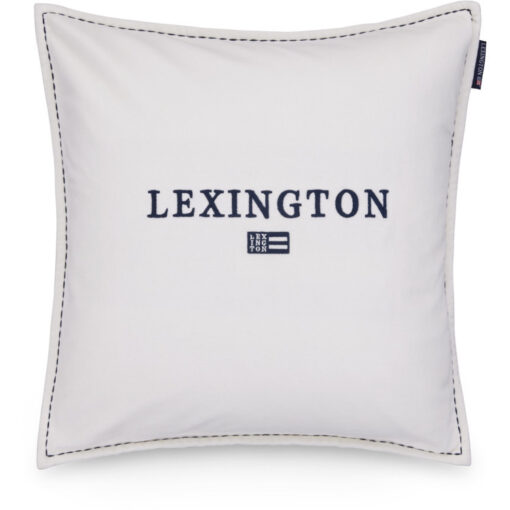 Putetrekk 50x50 Logo organic cotton velvet - White/Navy fra Lexington
