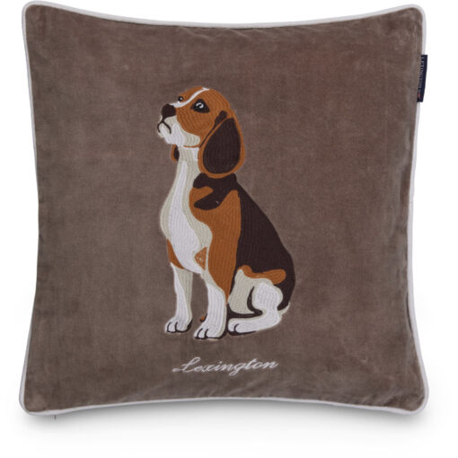 Pyntepute 50x50 Dog organic cotton velvet - Stone multi fra Lexington
