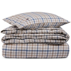Sengesett Checked cotton flanell - Misty blue/beige/white fra Lexington