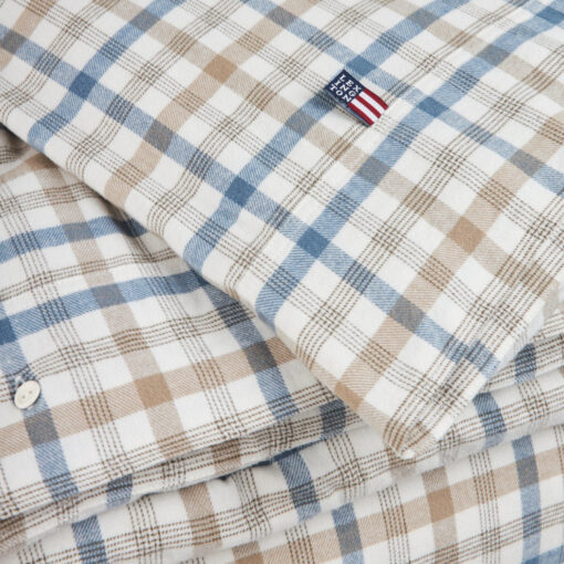 Sengesett Checked cotton flanell - Misty blue/beige/white fra Lexington - Bilde 2