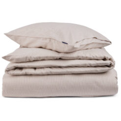 Sengesett Striped Lyocell flanell - Beige/white fra Lexington
