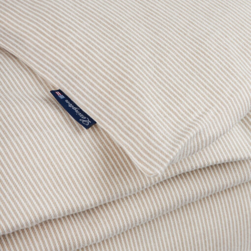 Sengesett Striped Lyocell flanell - Beige/white fra Lexington - Bilde 2