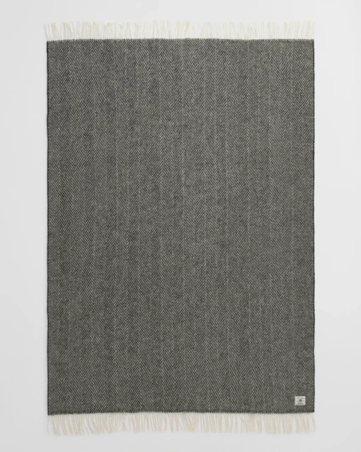 Ullpledd herringbone svart fra Gant
