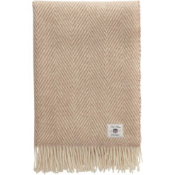 Ullpledd herringbone taupe beige fra Gant