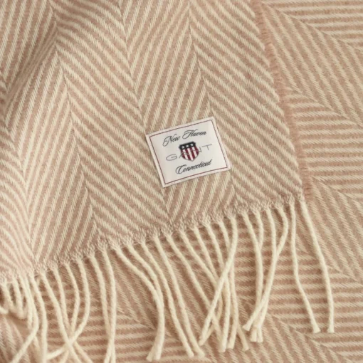 Pledd 130x200 Herringbone Ull Taupe Beige fra Gant - Bilde 3