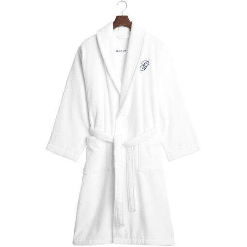 Badekåpe embroidery robe hvit fra gant