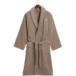 Badekåpe embroidery robe taupe beige fra Gant