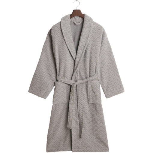 Badekåpe jacquard herringbone robe concrete grey fra gant