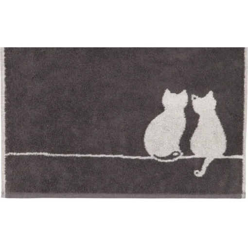 Cawö ''Cute cats'' Håndkle - Sort/grå - Bilde 2