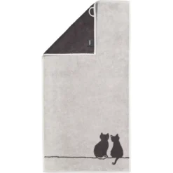 cute cats grå & sort håndkle fra cawö