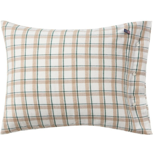 Checked cotton flanell putetrekk green, beige & white fra Lexington