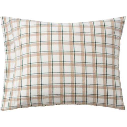 Putetrekk 50x70 Checked Cotton Flannel Green/Beige/White fra Lexington - Bilde 2