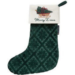 Julestrømpe jacquard organic cotton+viscose green fra Lexington
