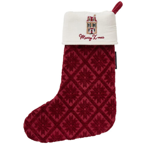 Julestrømpe jacquard organic cotton+viscose red fra Lexington