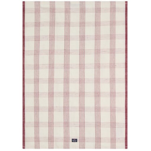 Kjøkkenhåndkle checked linen, cotton white & red fra Lexington