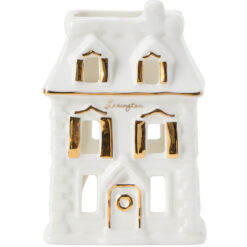 Lantern house stoneware white & gold fra Lexington