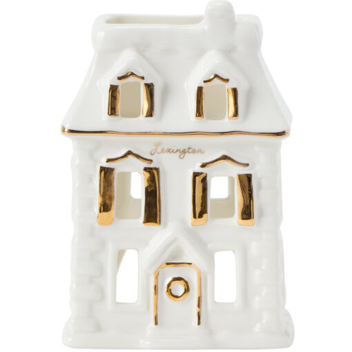 Lantern house stoneware white & gold fra Lexington