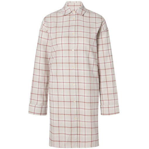 Nattskjorte organic cotton checked flanell gray multi fra Lexington
