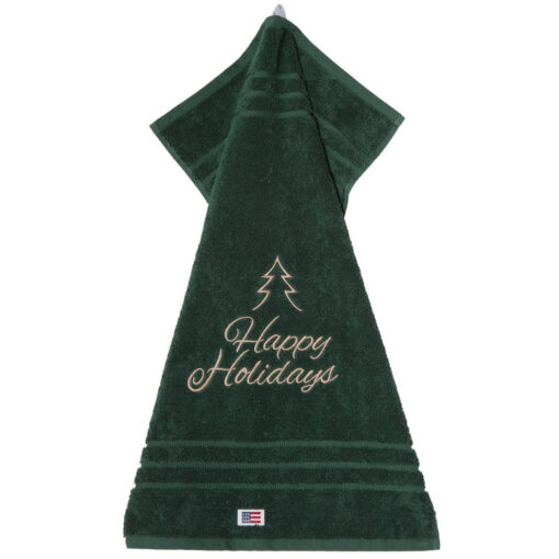 Original towel happy holidays juniper green & beige fra Lexington