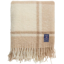 Pledd checked mohair mix beige & white fra Lexington