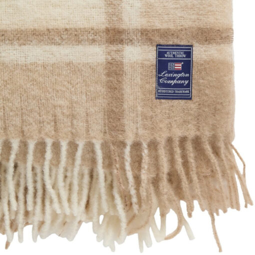 Pledd 130x170 Checked Mohair Mix Beige/Lt Beige/White fra Lexington - Bilde 3