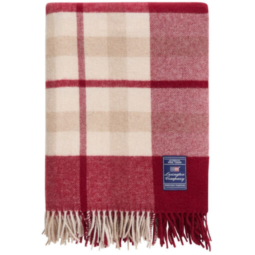 Pledd checked recycled wool red & beige fra Lexington
