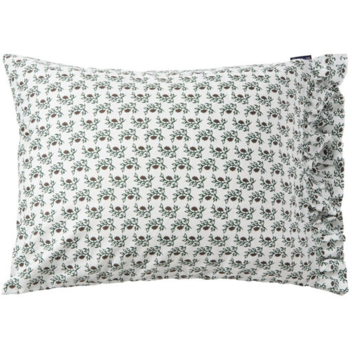 Putetrekk flower printed cotton sateen red, green & white fra Lexington