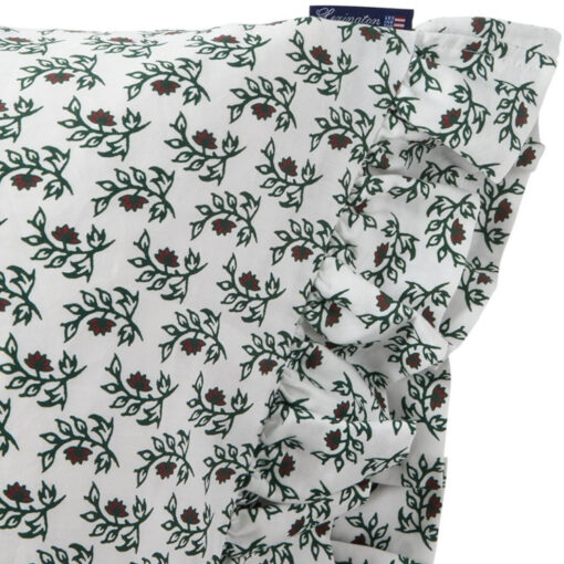 Putetrekk 50x70 Flower Printed Cotton Sateen Red/Green/White fra Lexington - Bilde 3