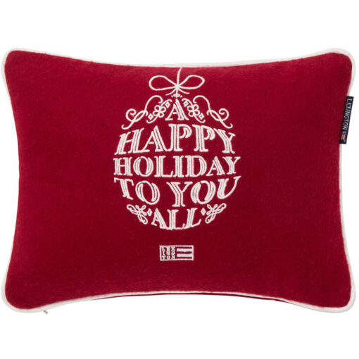 Pyntepute 30x40 ornament wool mix red & white fra Lexington