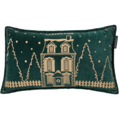 Pyntepute 30x50 winter house organic cotton velvet green & beige fra Lexington